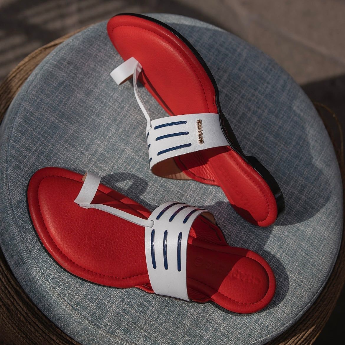 Marines - Orange/White Leather Sandals