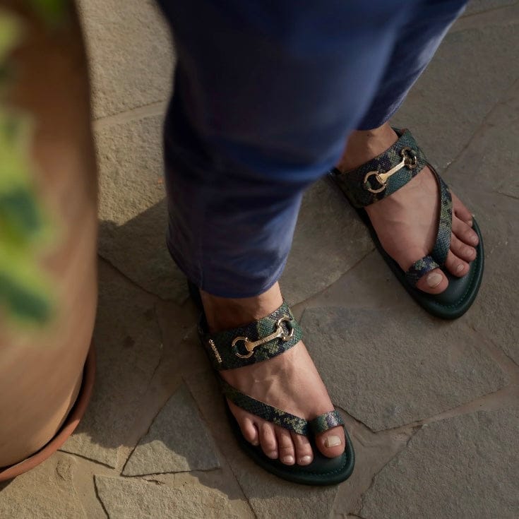 Hunter - Python/Green Leather Sandals