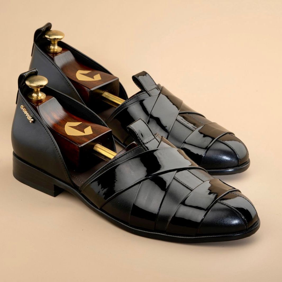 Rajputana Black Handmade Leather Sandals