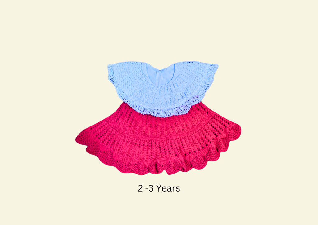 Handmade crochet dress for baby girls.