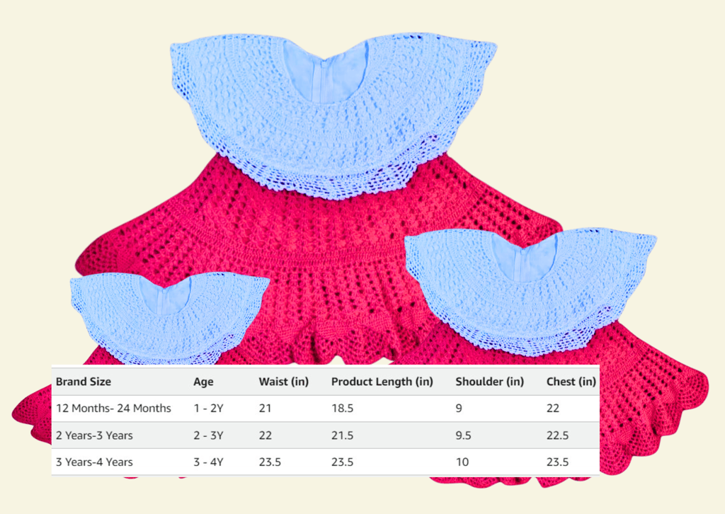 Handmade crochet dress for baby girls.