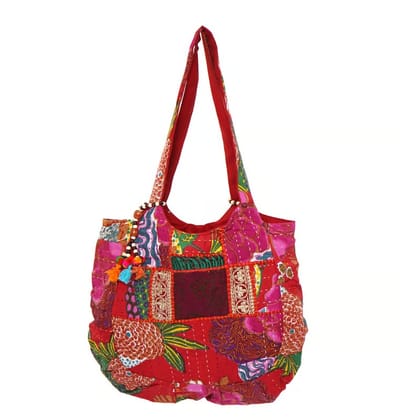 SURYANAGRI CRAFT Rajasthani Embroidered Shoulder Bag, Pure Cotton Shoulder Bag With Handmade Beautiful Patchwork