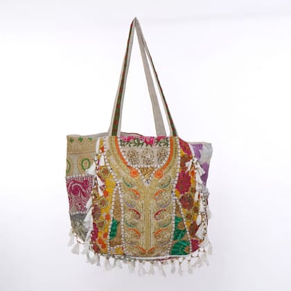 SURYANAGRI CRAFT Rajasthani Embroidered Shoulder Bag, Pure Cotton Shoulder Bag With Handmade Beautiful Patchwork