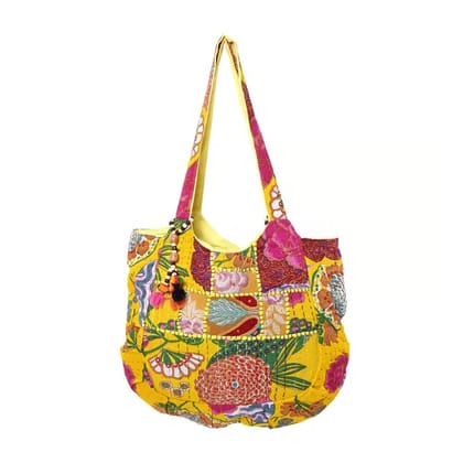 SURYANAGRI CRAFT Rajasthani Embroidered Shoulder Bag, Pure Cotton Shoulder Bag With Handmade Beautiful Patchwork