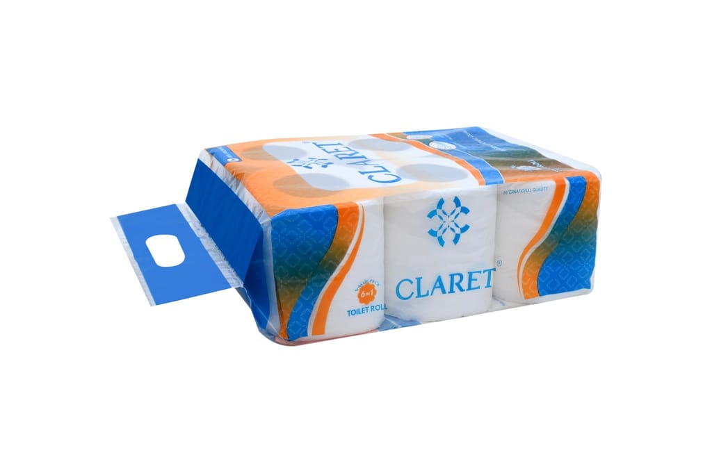 Claret Soft & Natural 2-Ply Toilet Paper Rolls 10 x10 cm, 200 Pulls (Pack of 2, 6 Rolls Each) | Eco-Friendly, Septic Safe, and Hygienic Toilet Tissue
