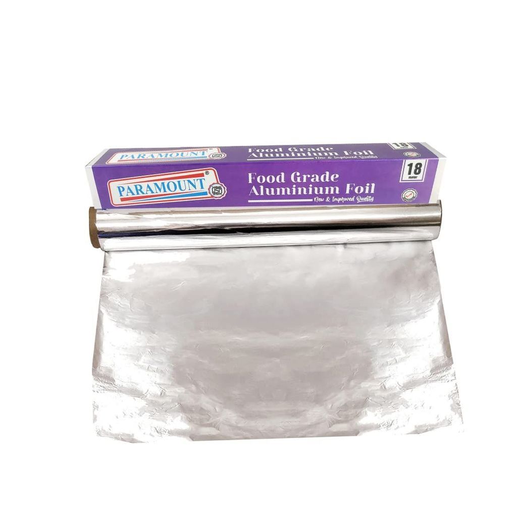 Paramount 18 Mtr ISI Marked Food-Grade Aluminium Foil Roll - Safe & Durable for Food Wrapping and Storage (Pack of 2)