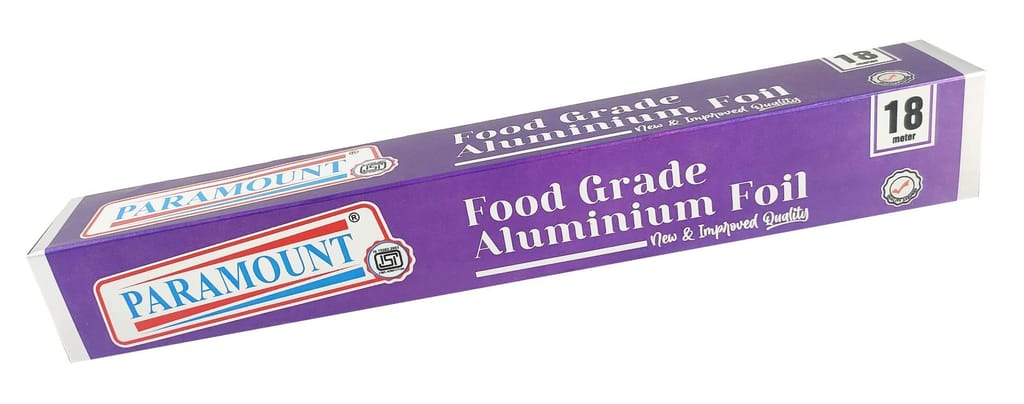 Paramount 18 Mtr ISI Marked Food-Grade Aluminium Foil Roll - Safe & Durable for Food Wrapping and Storage (Pack of 2)
