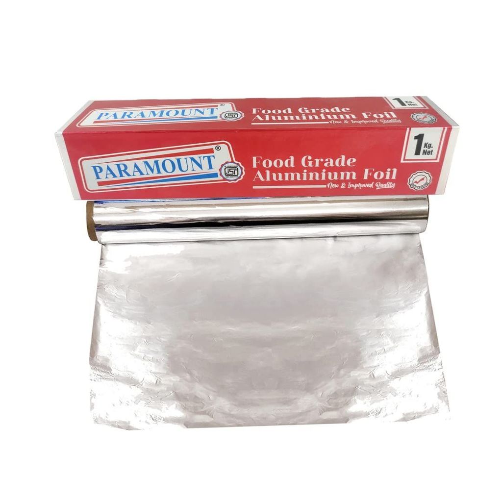 Paramount 1 Kg Net ISI Marked Aluminium Foil Roll - Food Grade, 18 Micron Thickness, Durable & Safe for Cooking & Storage (Pack of 2)