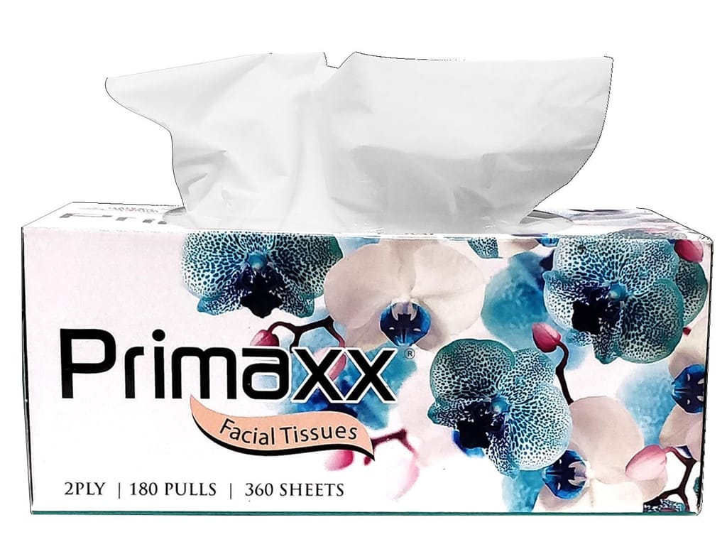 Primaxx 2-Ply Facial Tissue Box - Car Tissue, Pack of 2 (180 Pulls Per Box, 360 Sheets, Total 720 Sheets) for Daily Use