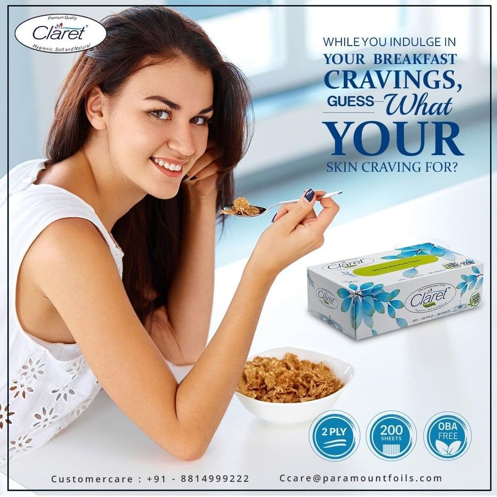 Claret Facial Tissue Box - Extra Thick & Absorbent, 2-Ply, 100 Pulls, Soft Disposable Face Towels for Daily Use (Pack of 2)