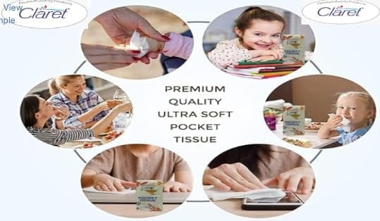 Claret Pocket Ultra Soft Tissues - 2 Ply, 10 Pulls per Pack (10 PCS x 2 Packets) | Easy to Carry, On-the-Go Tissue Paper | Pack of 2