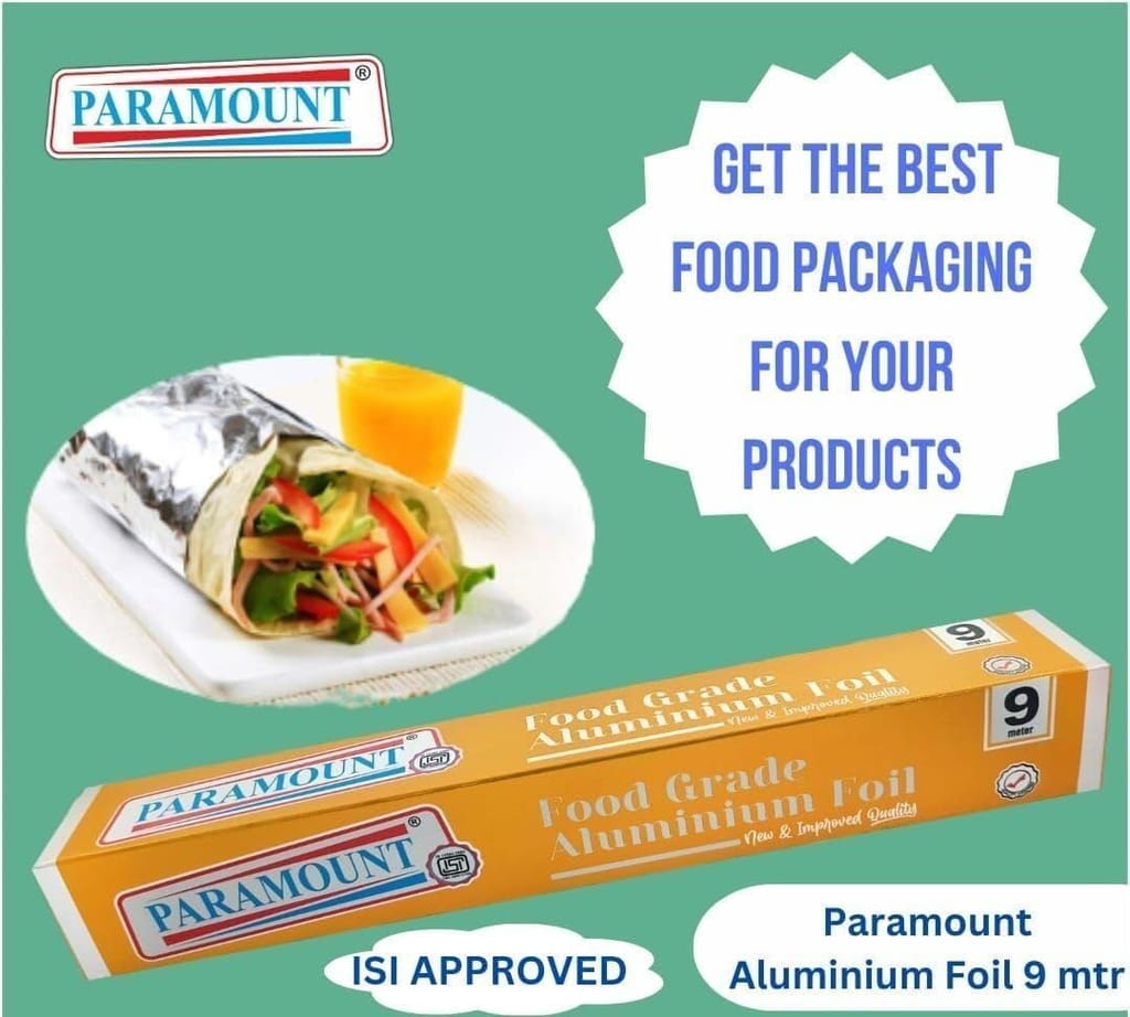 Paramount 9 MTR Aluminium Foil for Food Packing - Keeps Food Warm, Fresh & Hygienic, Durable & Convenient Kitchen Foil - Pack of 2