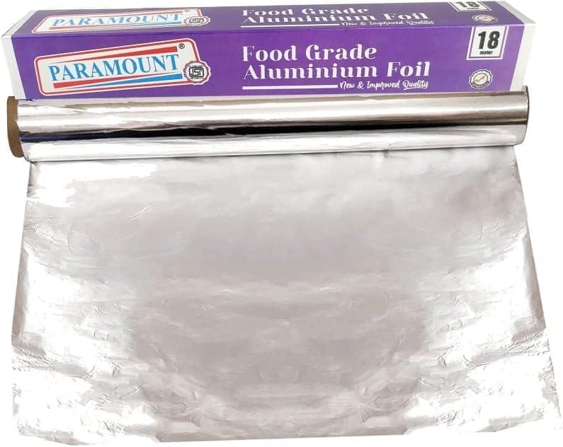 Paramount Aluminium Foil for Food Packing - 18 MTR, Keeps Food Fresh, Hygienic & Safe, Durable for Wrapping & Storing - Pack of 2 Rolls