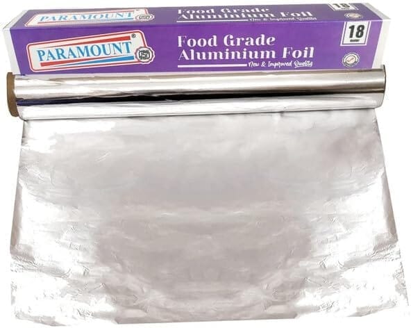Paramount Aluminium Foil for Food Packing – 18 MTR, Food-Grade, Fresh & Hygienic, Ideal for Cooking, Storage and Wrapping (Pack of 1)