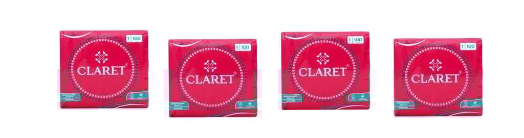 Claret Soft Napkin 27x30 cm, Pink, 100 Sheets, 1-Ply, Highly Absorbent & Super Soft, Ideal for Home, Restaurants, Office - Pack of 4