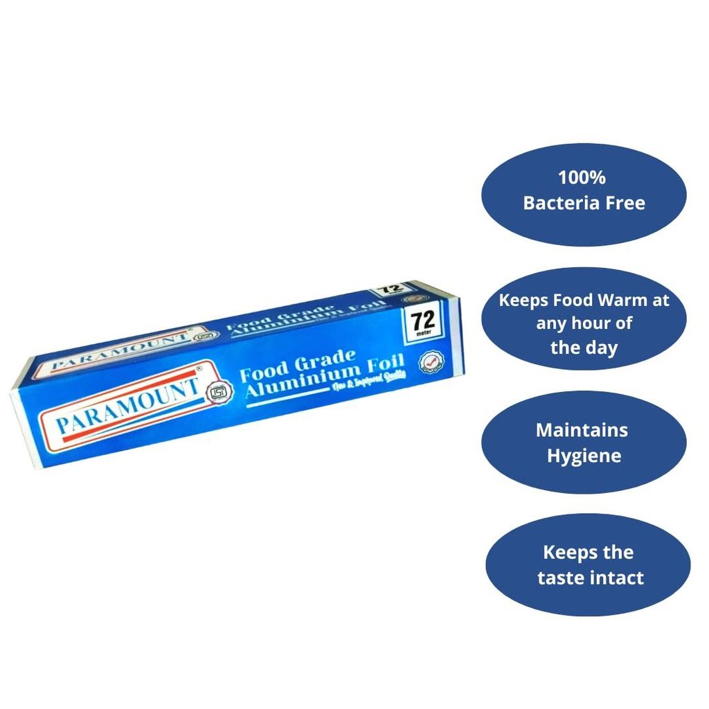 Paramount 72-Meter ISI Marked Food-Grade Aluminium Foil - 11 Micron Thickness | Durable, Safe & High-Quality for Food Packaging