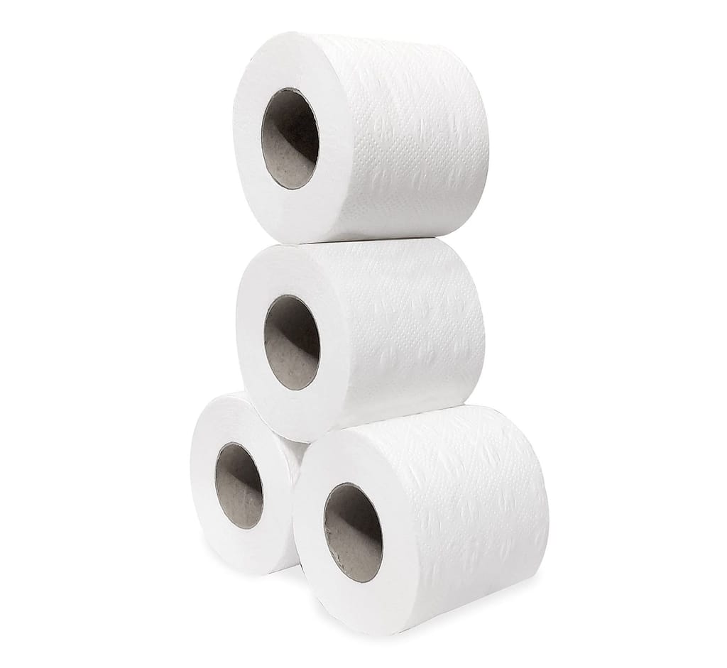 Claret Toilet Paper Rolls - 2 Ply, 4 in 1 Pack of 2, Total 8 Rolls with 760 Pulls, Soft, Durable & Hygienic for Daily Use