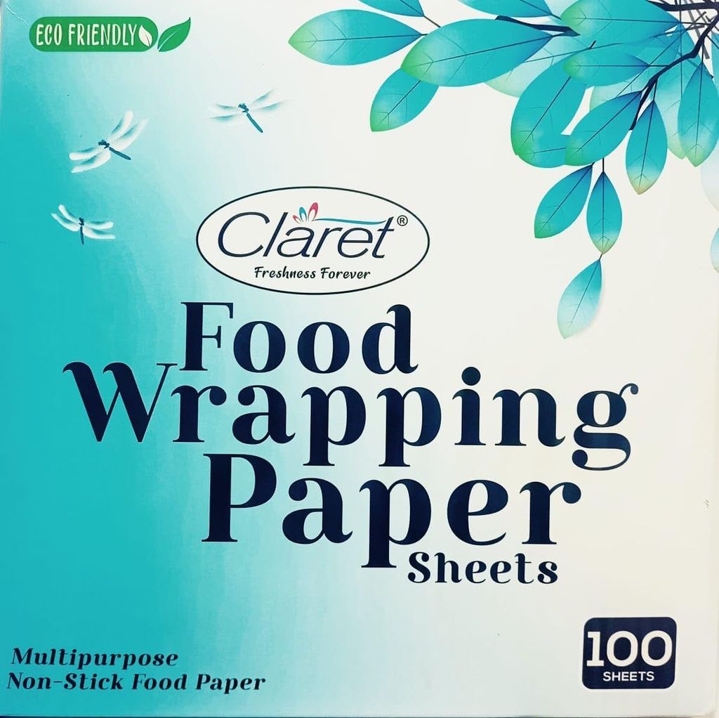 CLARET Premium Multi-Purpose Food Wrapping Sheets | 100 Count, 40 GSM | Non-Stick, Grease-Resistant Parchment Paper for Roti & Food Wrapping
