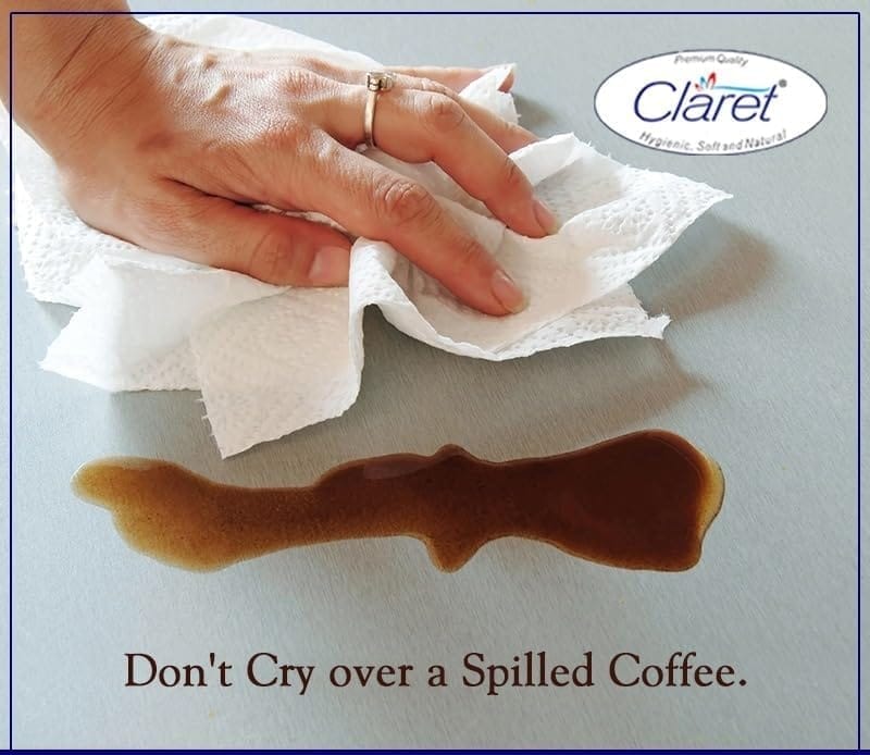 Claret 4 in 1 Soft & Natural Kitchen Towel Roll - 2 Ply, 100 Pulls (Pack of 2), 100 Sheets per Roll, Pack of 4 Rolls for Effective Cleaning