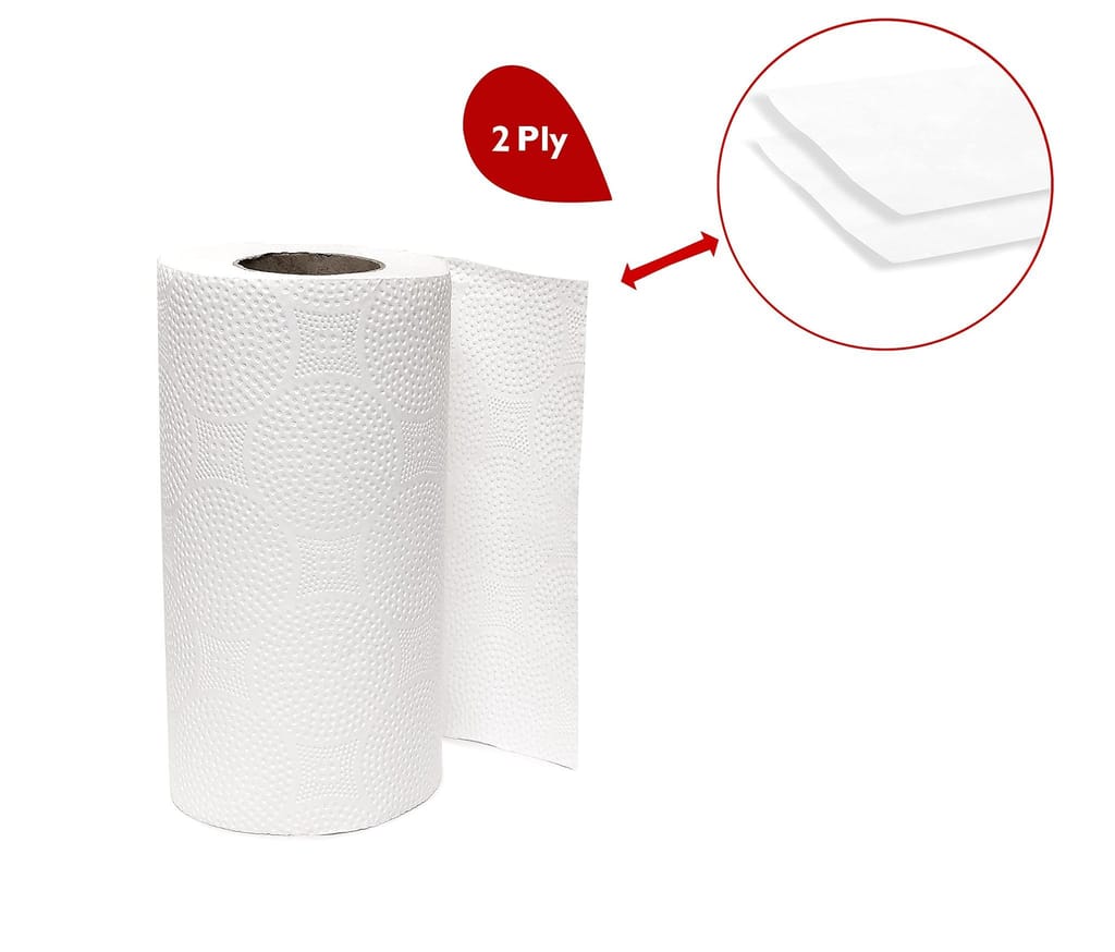 Claret 4 in 1 Soft & Natural Kitchen Towel Roll - 2 Ply, 100 Pulls (Pack of 2), 100 Sheets per Roll, Pack of 4 Rolls for Effective Cleaning