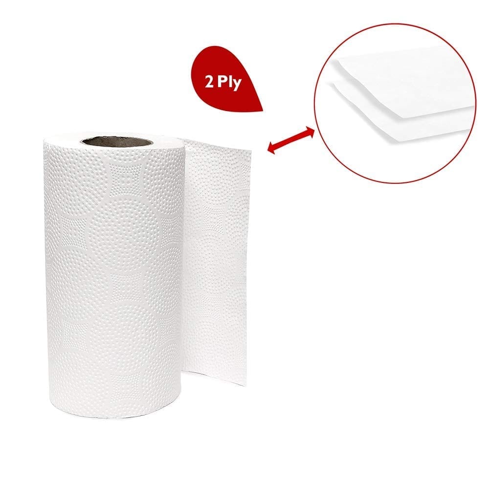 Claret 2-Ply Kitchen Towel Roll - 100 Sheets per Roll, Soft, Hygienic, Highly Absorbent, Natural & Durable, 4-in-1 Pack
