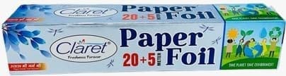 Claret 20+5 Mtr Kitchen Paper Foil - Aluminium Foil with Butter Paper, Multipurpose for Cooking, Wrapping & Baking