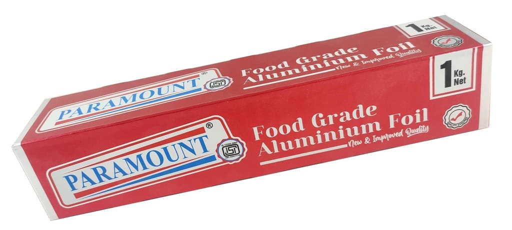 Paramount 1 Kg Net ISI Marked Food-Grade Aluminium Foil Roll - Durable, Hygienic & Safe for Cooking, Wrapping & Storing Food