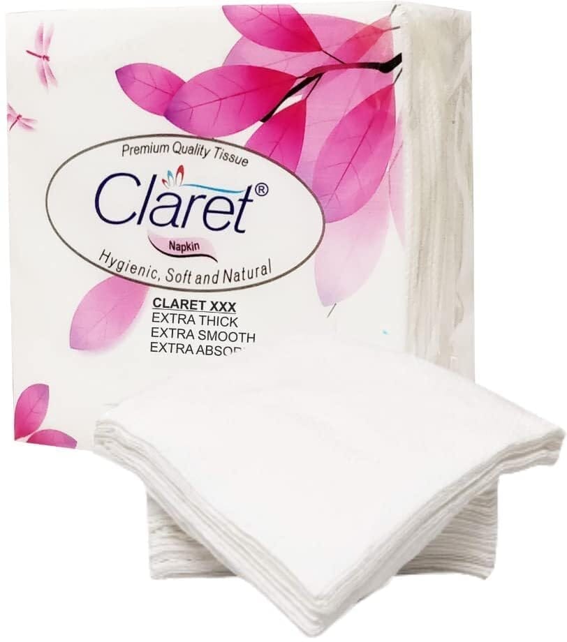 Claret Napkin 23x23, 2Ply 50 Pulls Soft & Absorbent Party Disposable Napkins for Parties, Events and Dining Use 6 pk