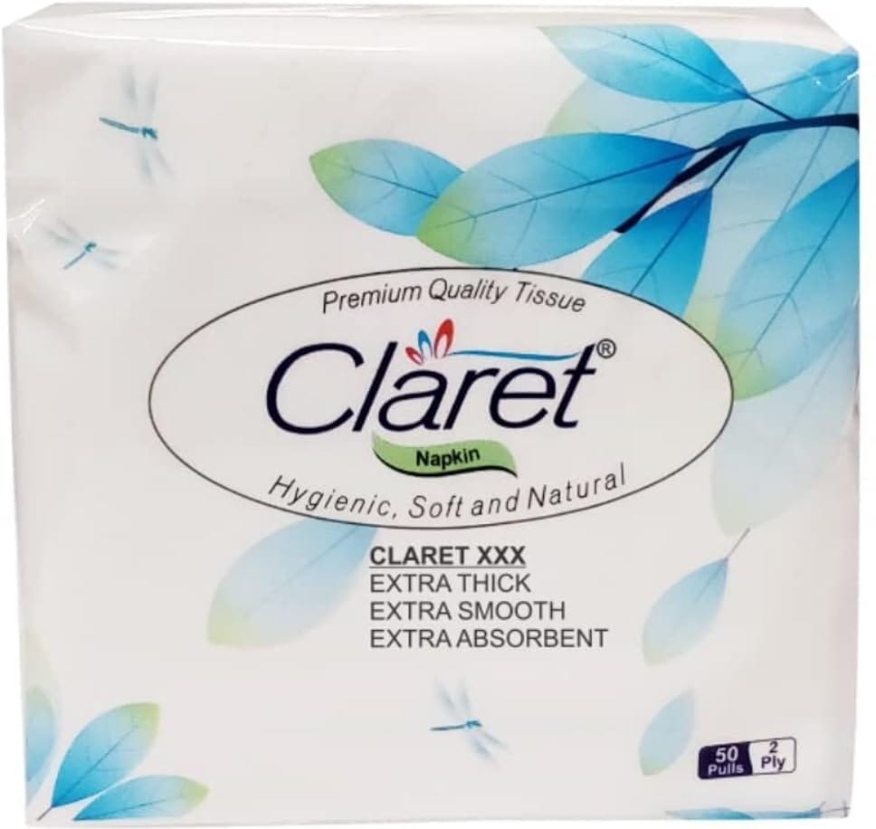 Claret 2-Ply Napkins - Soft & Absorbent, 30x30 cm | Disposable Party Napkins for Events, Dining & Special Occasions (Pack of 3)