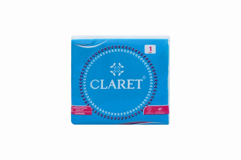 Claret Soft Sky Blue Paper Napkins - 27x30cm, 80 Sheets, 1-Ply, Highly Absorbent, Pack of 3 | Virgin Paper Disposable Tissue for Family Daily Use