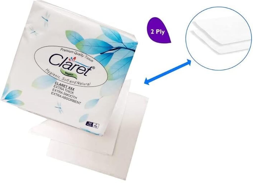 Claret 2-Ply Napkins - Soft & Absorbent, 30x30 cm | Disposable Party Napkins for Events, Dining & Special Occasions (Pack of 3)