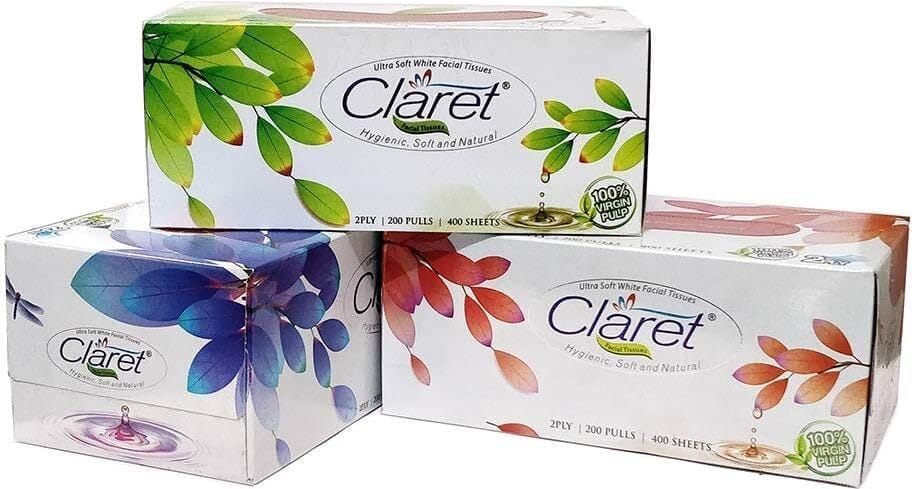 Claret 200 Pull 3 in 1 FT Pack of Soft & Gentle Facial Tissue Napkins - Multipurpose Dry Tissue for Personal Care, Car & Daily Use (Pack of 3)