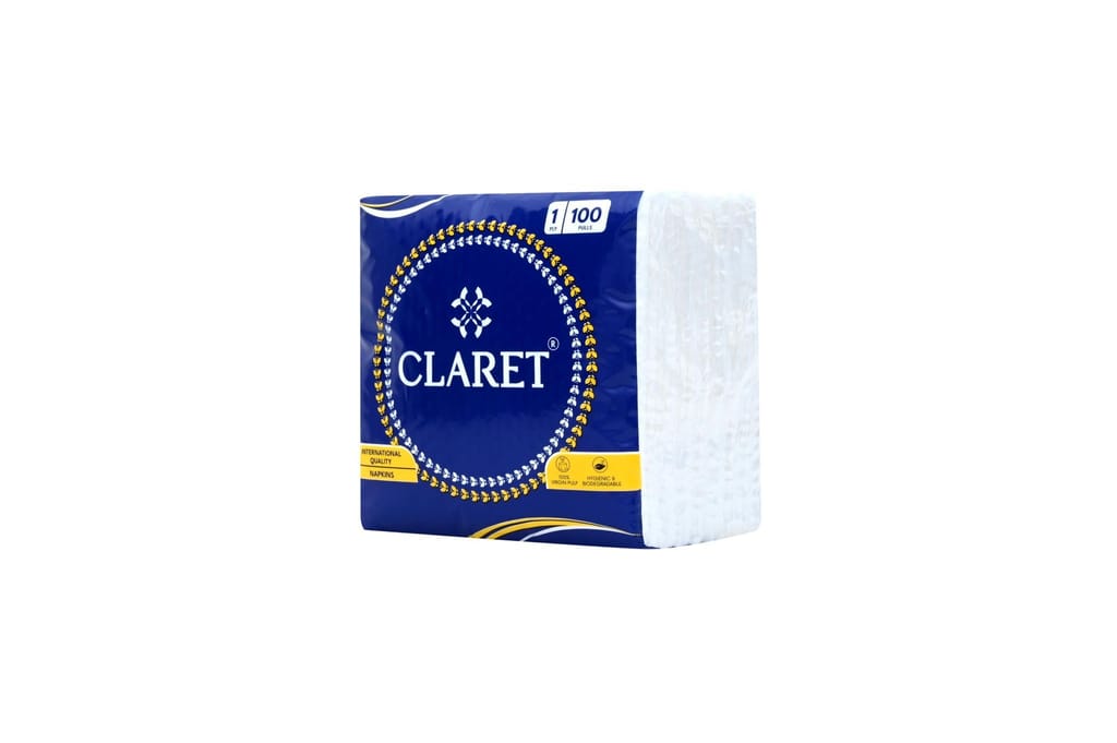 Claret Soft & Natural Paper Napkins - 30x30 cm, 1 Ply, 100 Pulls (Pack of 3), Multipurpose for Makeup, Small Spills & Daily Use (Dark Blue)