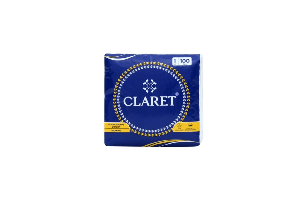 Claret Soft & Natural Paper Napkins - 30x30 cm, 1 Ply, 100 Pulls (Pack of 3), Multipurpose for Makeup, Small Spills & Daily Use (Dark Blue)
