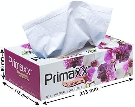 Primaxx 100 Pull 2-Ply 4-in-1 Facial Tissue Pack 1 - Super Soft Dry, Multipurpose, Bedside, Office, Car and Dressing Table