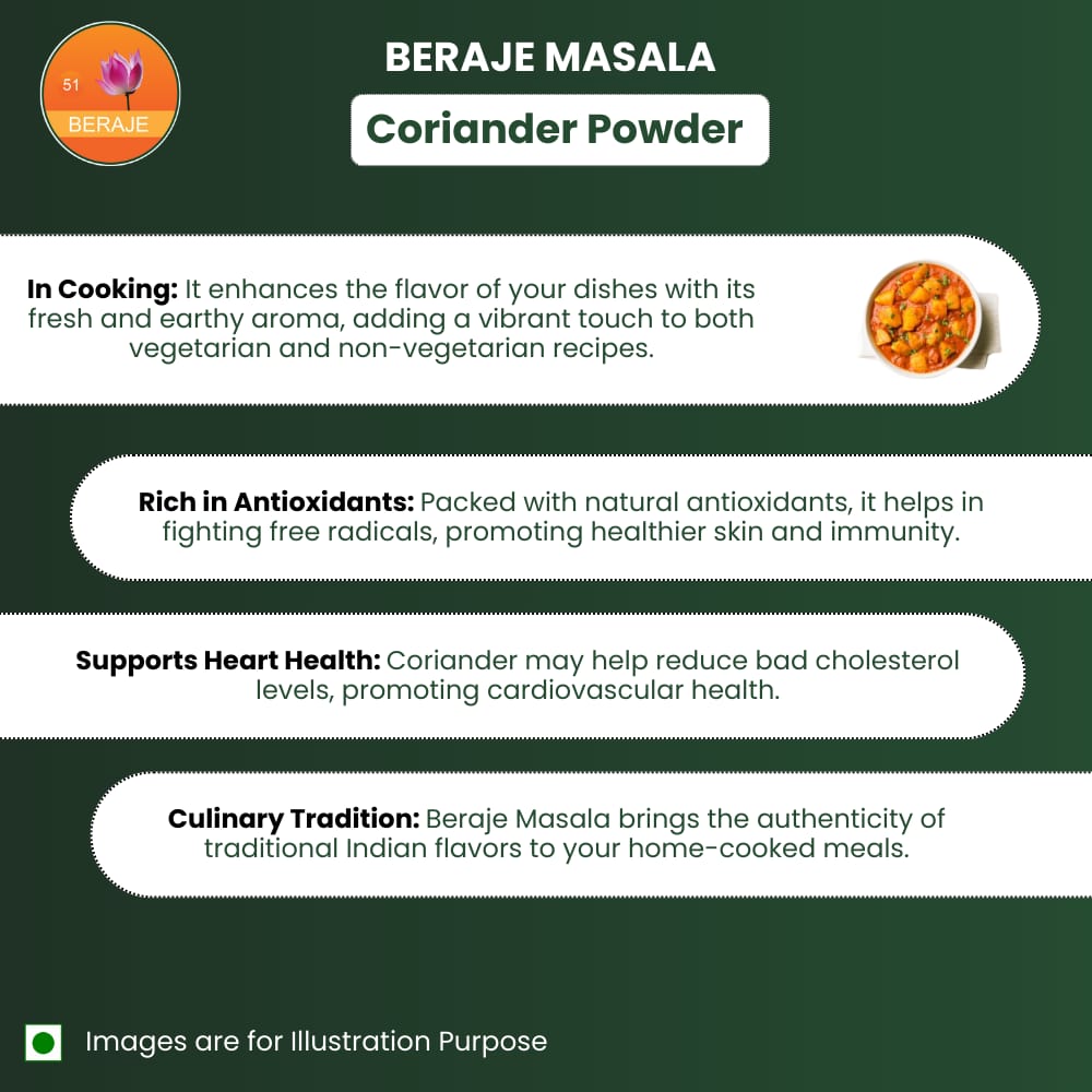 Beraje Organic Coriander Powder 100g, Dhaniya Powder
