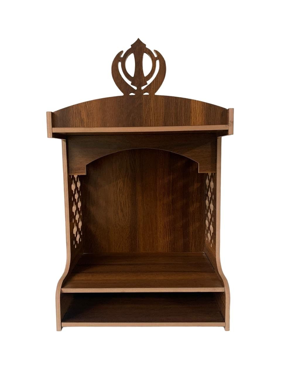 Shree Vinayak Art Wooden Temple, Wall Hanging Temple, Khanda Temple, Designer Sikh Temple, Wall Mounted Temple for Home Or Office
