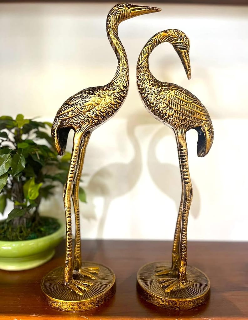 Manoj Art - Tall Golden Crane Pair/Handicraft/Home Decor/Showpieces