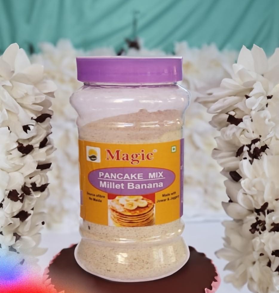 Magic Millet Banana Pancake Mix millet pancake Eggless Gluten free No maida No colour Natural healthy food for kids & adults Banana Jaggery Jowar pancakes 300g