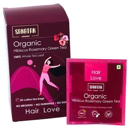 Sanatan Organic Hibiscus Rosemary Haiir Love Green Tea- 20 sachets Sanatan Organic Hibiscus Rosemary Haiir Love Green Tea- 20 sachets