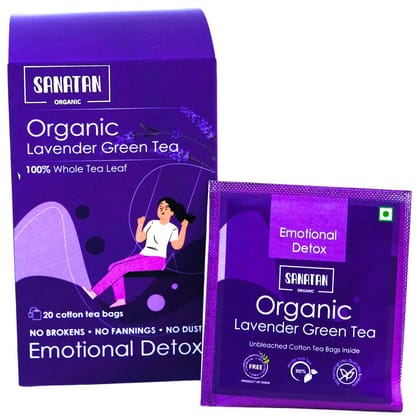 Sanatan Organic Lavender Emotional Detox Green tea- 20 sachets Sanatan Organic Lavender Emotional Detox Green tea- 20 sachets