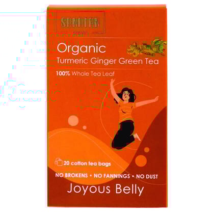 Sanatan Organic Turmeric Ginger Joyous Belly Green Tea- 20 sachets