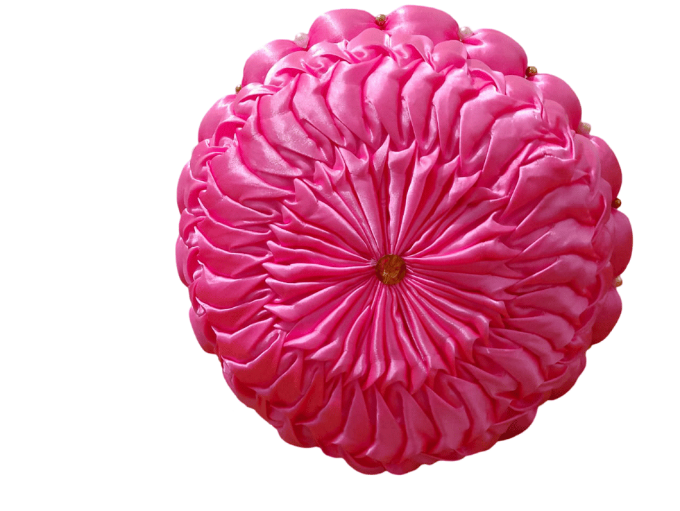  Pink Round Pleated Decorative Throw Pillow