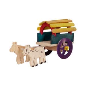 ACHU ADORN ART - Wooden Bullock Cart Small Multicolour Color May Vary Pack of 1