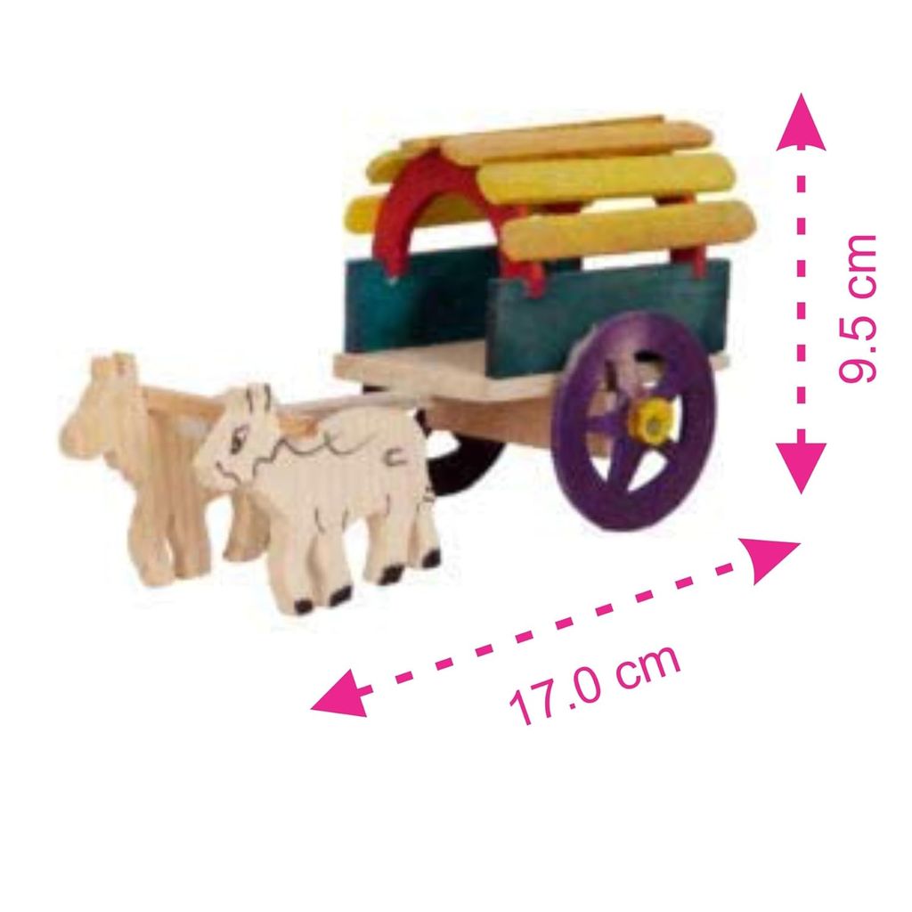 ACHU ADORN ART - Wooden Bullock Cart Small Multicolour Color May Vary Pack of 1