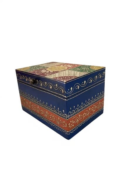 ACHU ADORN ART   - Hand Painted Traditional Box in Vibrant Colours & Floral Motifs for Table Decor & Gifts