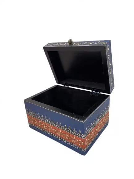 ACHU ADORN ART   - Hand Painted Traditional Box in Vibrant Colours & Floral Motifs for Table Decor & Gifts