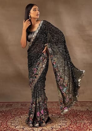 Party Wear Black Heavy Sequins Work Saree 18011 Party Wear Black Heavy Sequins Work Saree 18011