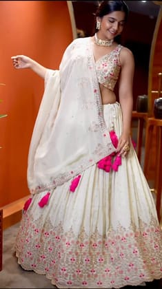 Off White Floral Embroidery Wedding Full Stitched Lehenga 2013 Off White Floral Embroidery Wedding Full Stitched Lehenga 2013