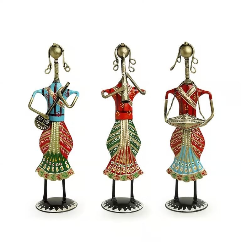MOHD YASIN - Iron Metal SARDAR Lady Musicians (Set of 3) Table DÉCOR & Home Decor